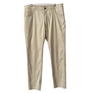 Enzo‎ Tovare Men Tan Khaki Slim Straight Pants 5-Pocket Contrast Stitch 36x32